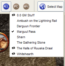 The Select Map dropdown as of MapTool 1.7.0